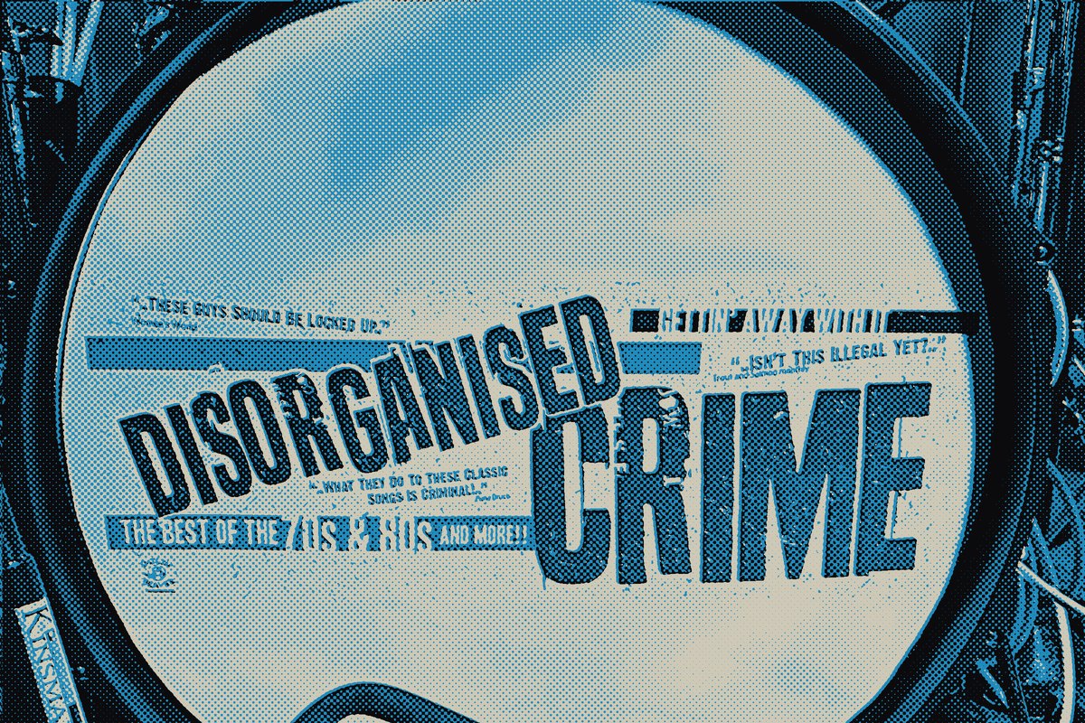 The Disorganised Crime logo on the kick drum